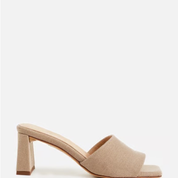 Souliers Martinez Beige Block Heel Sandals Mules 39 - Picture 1 of 6